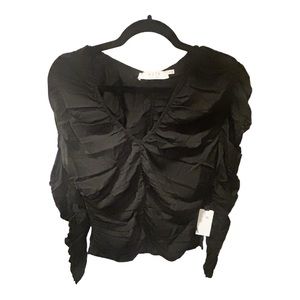ASTR The Label Black Rouched Long Sleeve  Blouse Size M | New with Tags